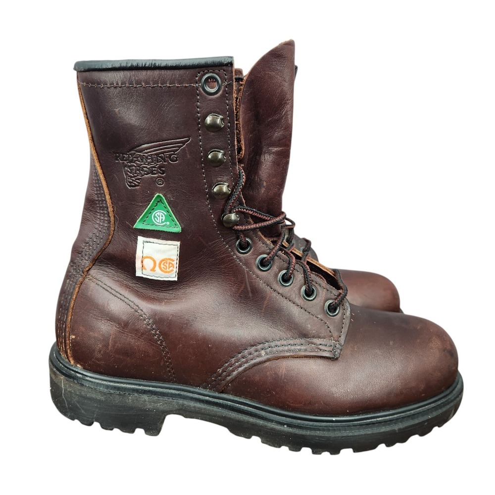 Red Wing Work Boots Mens 5.5 D Brown Leather Steel Toe Logger USA 873